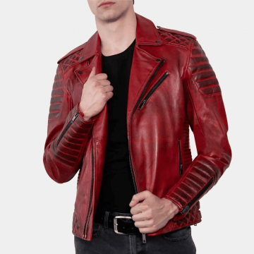 Men's Red Padded Genuine...