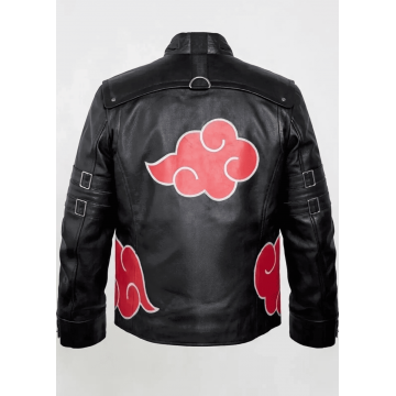 Akatsuki Cloak Black Leather Jacket Akatsuki Cloak Black Leather Jacket