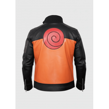 Naruto Shippuden Black & Orange Leather Jacket