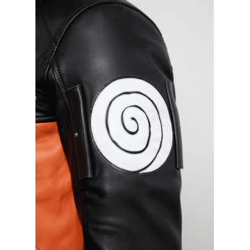 Naruto Shippuden Black & Orange Leather Jacket