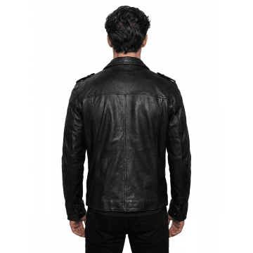 Draco Nero Black Genuine Leather Shirt Draco Nero Black Genuine Leather Shirt