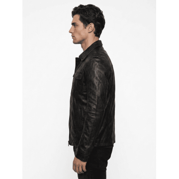 Draco Nero Black Genuine Leather Shirt Draco Nero Black Genuine Leather Shirt