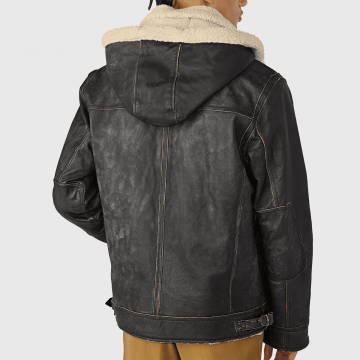 Bernstein Brown Distressed Aviator Leather Jacket