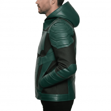 Green Chrome Armor Cosplay Leather Jacket