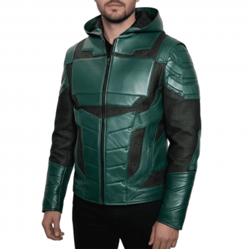 Green Chrome Armor Cosplay Leather Jacket