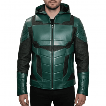 Green Chrome Armor Cosplay Leather Jacket