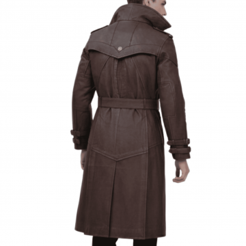 Men's Brown Vintage Leather Gambit Weathered Trench Coat Men's Brown Vintage Leather Gambit Weathered Trench Coat
