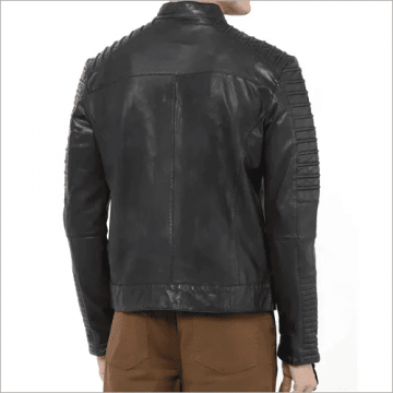 Men's Full Sleeve Black Leather Motorcycle Jacket