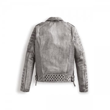 Smoke Grey Distressed Men's Designer Leather Jacket