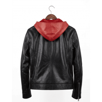 Thread Rogue Hellspawn Mercenary Black Red Hooded Leather Jacket