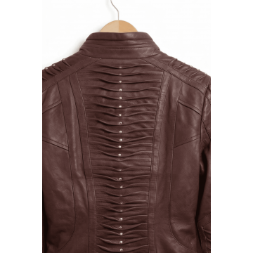 Paradise Women's Maroon Picard Inspired Handmade Leather Jacket