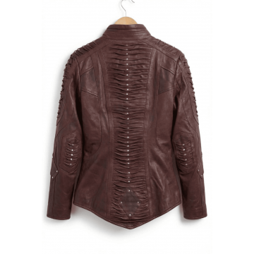 Paradise Women's Maroon Picard Inspired Handmade Leather Jacket