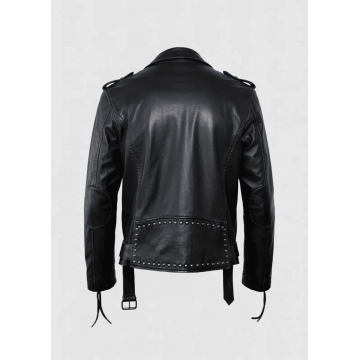 Men's Black Studded Motorcycle Genuine Leather Jacket Men's Black Studded Motorcycle Genuine Leather Jacket