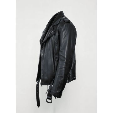 Men's Black Studded Motorcycle Genuine Leather Jacket Men's Black Studded Motorcycle Genuine Leather Jacket