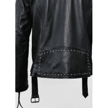 Men's Black Studded Motorcycle Genuine Leather Jacket Men's Black Studded Motorcycle Genuine Leather Jacket