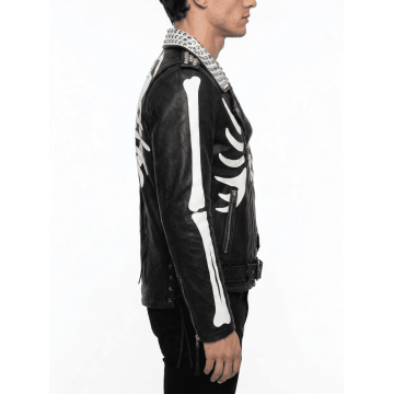 Amiri Bone Black Real Leather Jacket