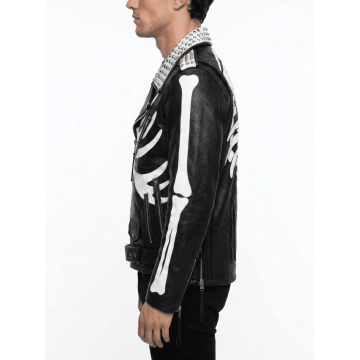 Amiri Bone Black Real Leather Jacket