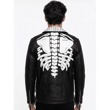 Amiri Bone Black Real Leather Jacket