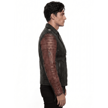Vintage Asymmetrical Blood Red Leather Jacket