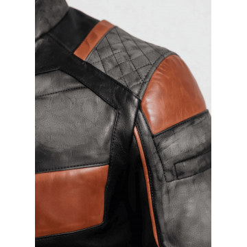 Deathstroke Black Orange Armored Leather Jacket