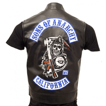 SOA Black Leather Vest The Walking Dead Jeffrey Dean Morgan