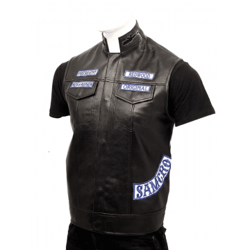 SOA Black Leather Vest The Walking Dead Jeffrey Dean Morgan