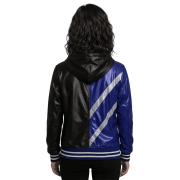 Women's Tekken 8 Reina Mishima Black & Purple Leather Cosplay Jacket Women's Tekken 8 Reina Mishima Black & Purple Leather Cosplay Jacket