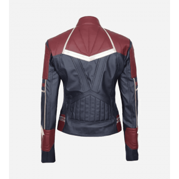 Avengers Endgame Captain Marvel Blue Red Faux Leather Jacket