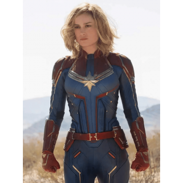 Avengers Endgame Captain Marvel Blue Red Faux Leather Jacket