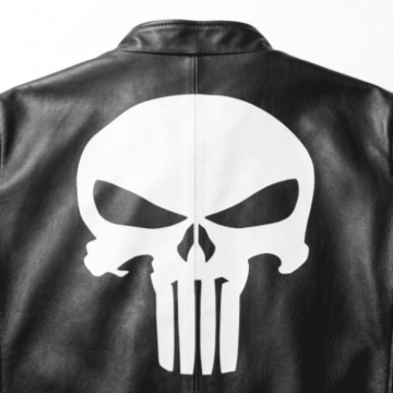 Men's Real Leather Punisher Skull Emblem Café Racer Biker Jacket