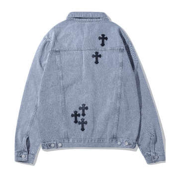 Chrome Hearts Blue Black Denim Trucker Jacket