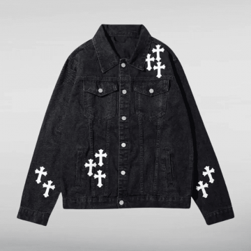 Chrome Hearts Blue Black Denim Trucker Jacket