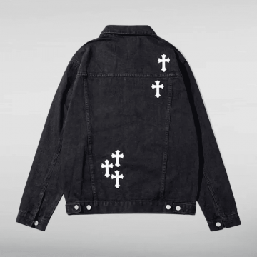 Chrome Hearts Blue Black Denim Trucker Jacket
