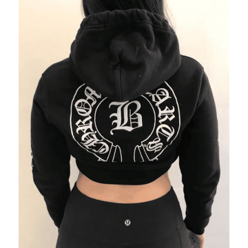 Chrome Hearts Black Fleece Cropped Zip Up Hoodie