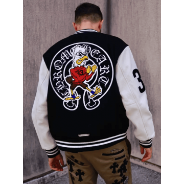 Chrome Hearts Timmy Black Wool & Leather Varsity Jacket