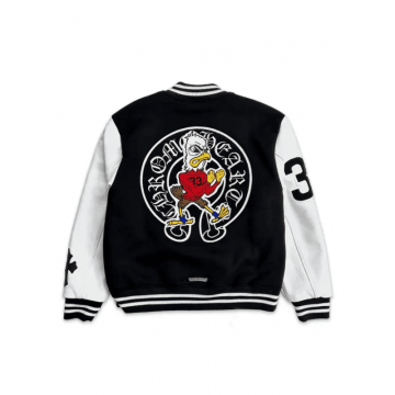 Chrome Hearts Timmy Black Wool & Leather Varsity Jacket