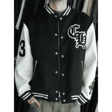 Chrome Hearts Timmy Black Wool & Leather Varsity Jacket