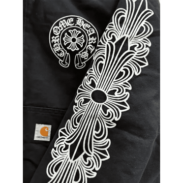 Women's Chrome Hearts Black Brown Fleece Zip Up Hoodie Jacket