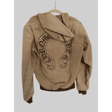 Women's Chrome Hearts Black Brown Fleece Zip Up Hoodie Jacket