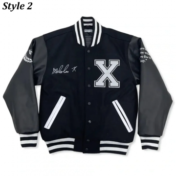Malcolm X All Stars Black Wool & Leather Varsity Jacket