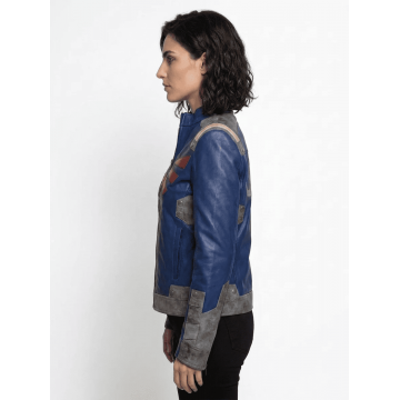 Women's Legendary Shield Edition Blue Leather Armored Jacket