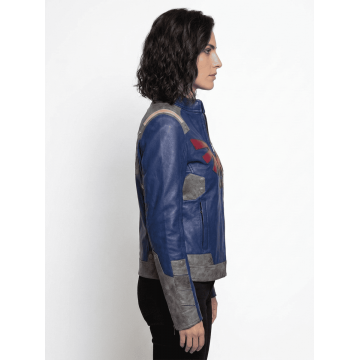 Women's Legendary Shield Edition Blue Leather Armored Jacket