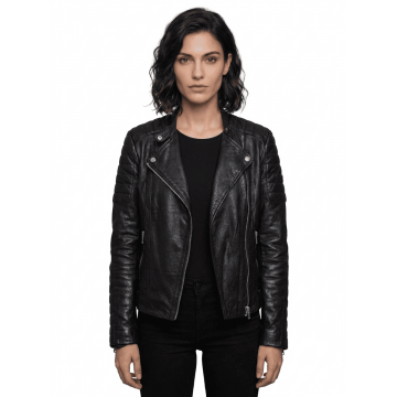 Women's Alternative Legacy Black Croc Leather Motorcycle Jacket