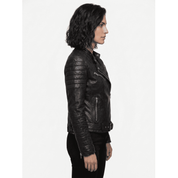 Women's Alternative Legacy Black Croc Leather Motorcycle Jacket