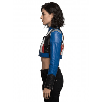 Women's Overwatch Soldier 76 Crop Top Leather Jacket Women's Overwatch Soldier 76 Crop Top Leather Jacket