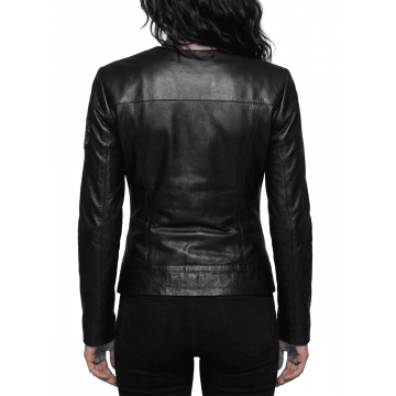 Women's Overwatch Sombra Hacker Black & Purple Leather Jacket