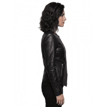 Women's Overwatch Sombra Hacker Black & Purple Leather Jacket