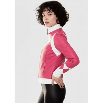 Women's Pink Mighty Morphin Power Ranger Leather Jacket