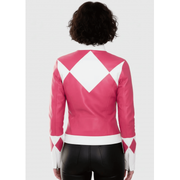Women's Pink Mighty Morphin Power Ranger Leather Jacket