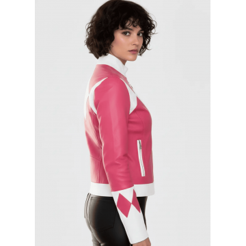 Women's Pink Mighty Morphin Power Ranger Leather Jacket